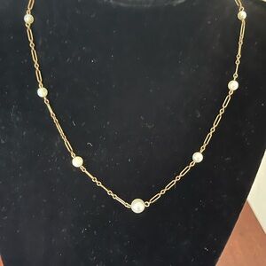 Vintage Gold Filled Chain W/ Genuine Pearls